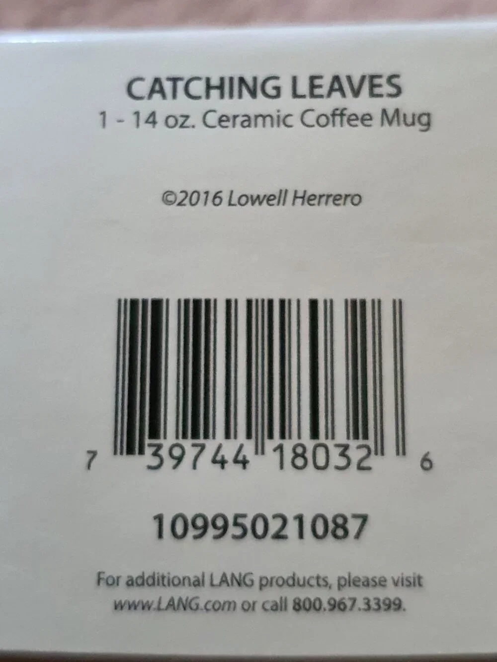 Lang Catching Leaves Cat Coffee Mug Cup 14 oz Design by Lowell Herrero 2016 NEW